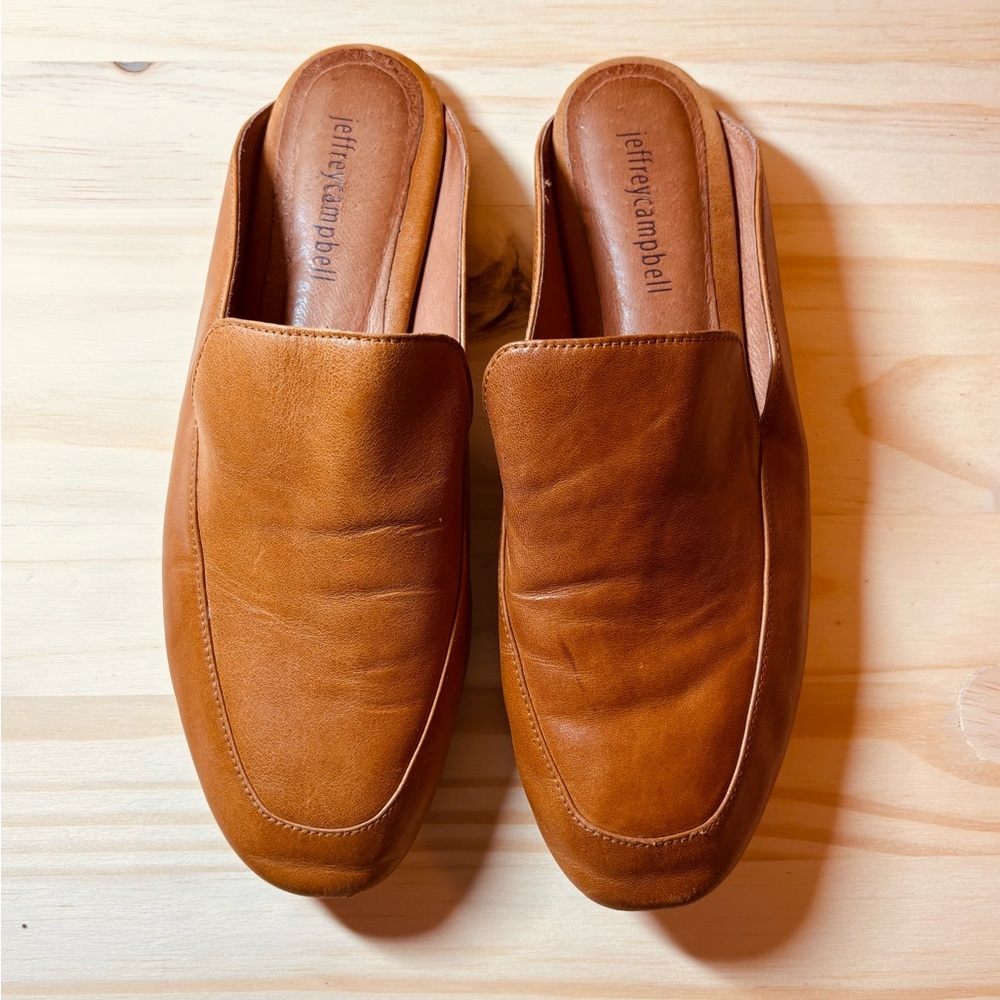 Jeffrey Campbell Tan Leather Slip-on Loafers